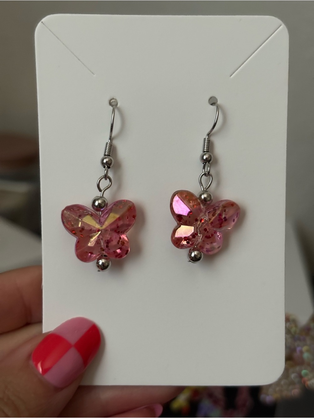 Pink Butterfly Dangle Earrings - Women's Jewelry
